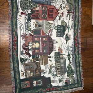 Goodwin weavers Holiday Christmas Village Tapestry‎ Throw Blanket